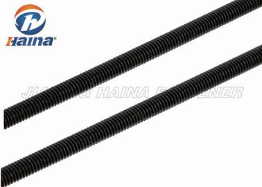 DIN975炭素鋼の物質的で黒いコーティングは十分に建物のための棒に通した